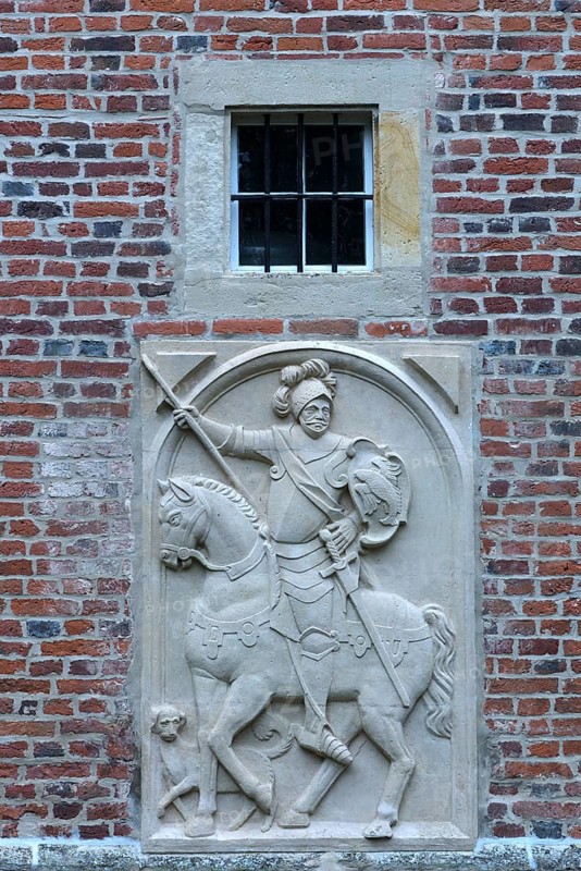 Relief by Heinrich Johann I Droste zu Hülshoff (1677–1739) on the outer wall of Haus Hülshoff, a moated castle in Havixbeck near Münster, North Rhine-Westphalia, Germany