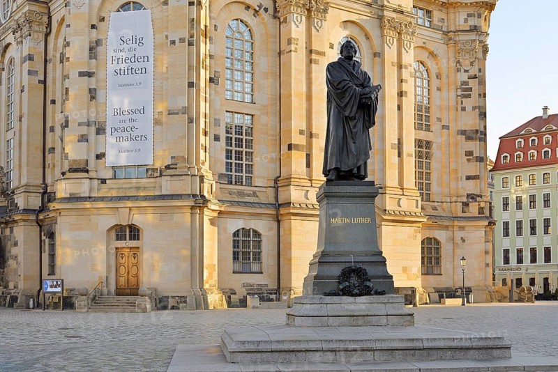 Martin Luther Memorial or Luther Memorial in front of the Church of Our Lady, Dresden, Saxony, Germany