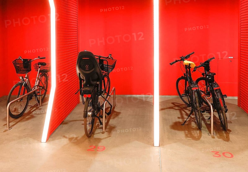 Bicycles are available in the bicycle parking garage at Potsdamer Platz. The parking garage offers space for 280 bicycles of all types, Berlin, 04.03.2026, Berlin, Berlin, Germany