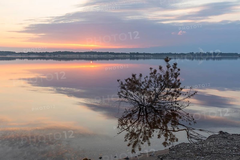 Sunrise at the lake, Lusatian Lakeland, Saxony, Germany