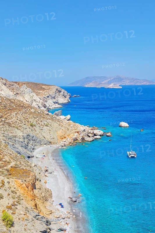 Katergo beach, high angle view, Folegandros Island, Cyclades Islands, Greece