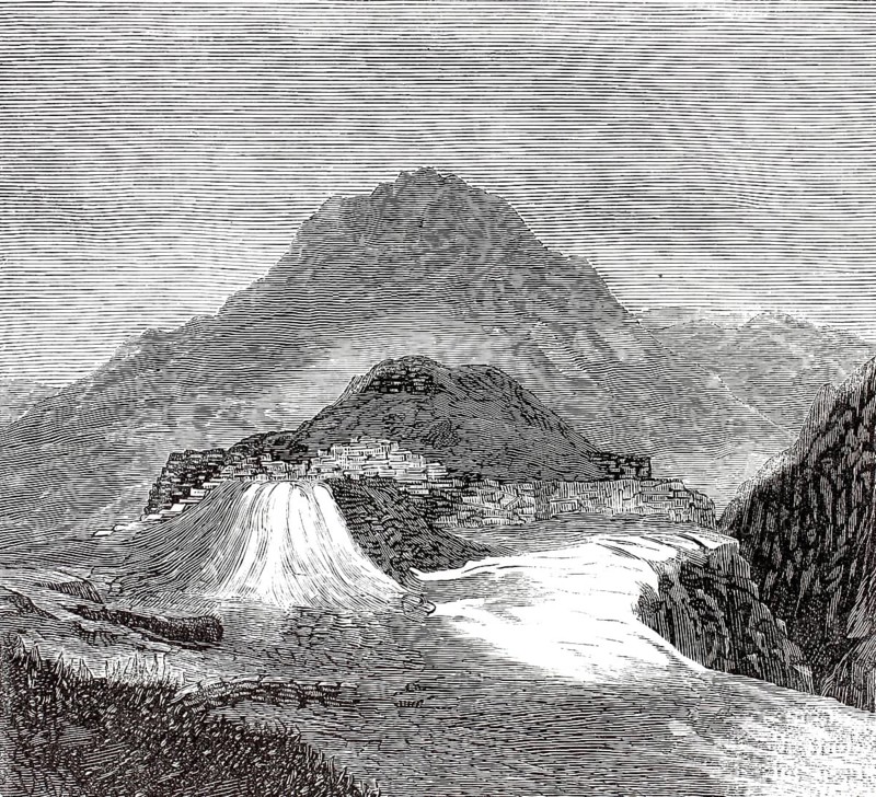Acropolis of Mycenae, Acropolis of Mycenae, in Greece, around 1870, illustration, reproduction from a 19th century model. Authentic, file restored for optimal use, exact date of submission unknown, historical