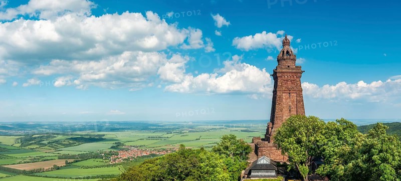 The Kyffhäuser Monument, national monument on the Kyffhäuser, behind the Goldene Aue, near Bad Frankenhausen, Thuringia, Germany