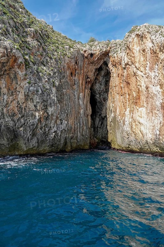 Sea cave on the coast of Santa Maria di Leuca, Apulia, Salento, Italy