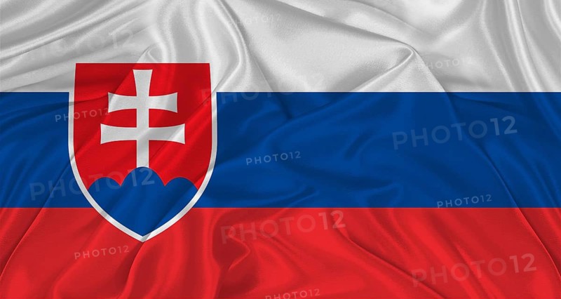 Slovakian flag with fabric texture. Realistic flag of Slovakia waving