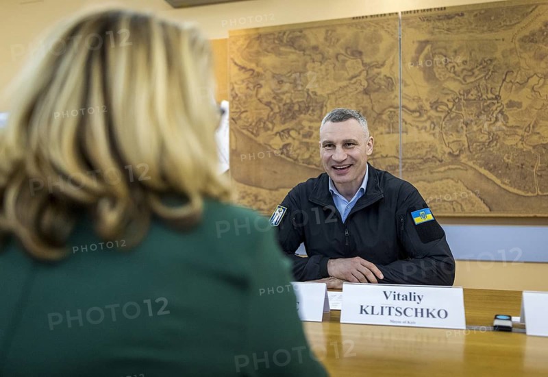 Svenja Schulze (SPD), Federal Minister for Economic Cooperation and Development, pictured during her trip to Ukraine. Here a meeting with the mayor of Kiev, Vitaly Klitschko. 'Photographed on behalf of the Federal Ministry for Economic Cooperation and Development'
