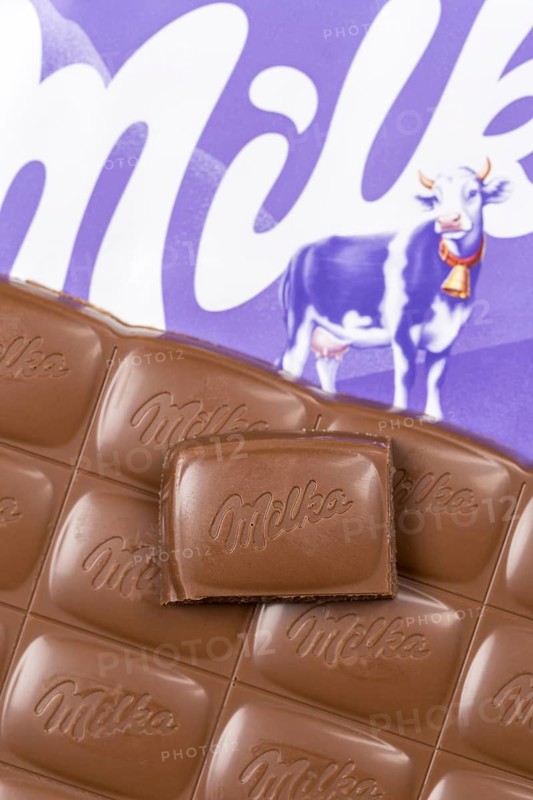Milka chocolate bar Alpine milk chocolates with logo in Stuttgart, Germany