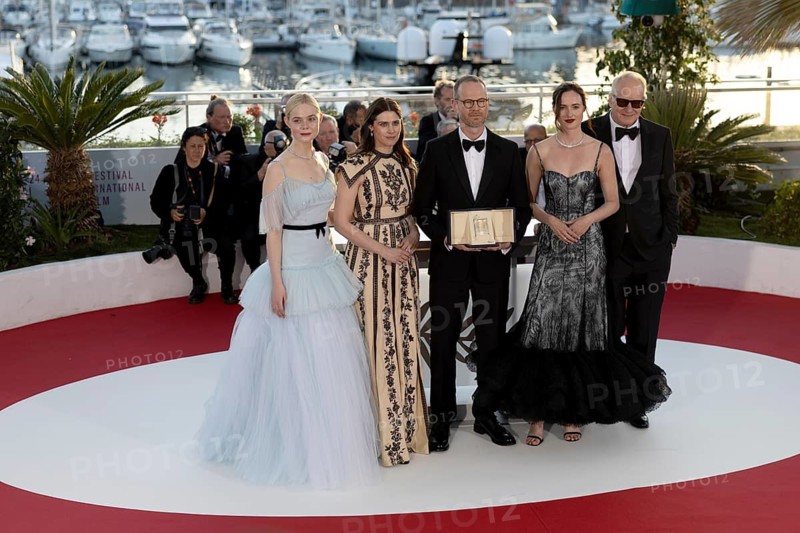 Cannes, France - 24.5.2024: Renate Reinsve, Stellan Skarsgard, Joachim Trier, Inga Ibsdotter Lilleaas and Elle Fanning, winner Grand Prix for the film Affeksjonsverdi' (Sentimental Value) during the photocall with the awards at the Closing Ceremony during the 78th Cannes International Film Festival. The film festival takes place from 13 to 24 May 2025