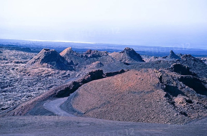 Volcanic landscape with craters and volcanic cones, Timanfaya National Park, Lanzarote, Canary Islands, Spain 1979