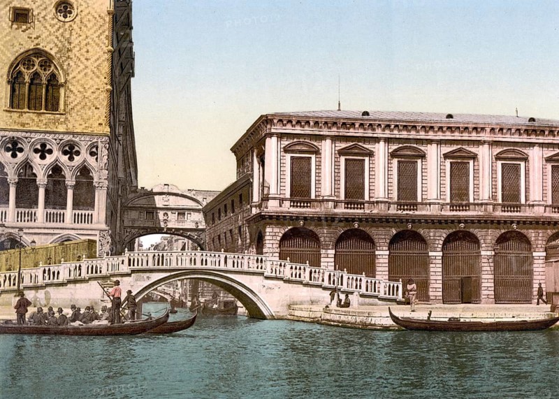 The Bridge of Sighs, Venice, Italy, Historic, digitally restored reproduction from a 19th century original, Record date not stated, The Bridge of Sighs, Venice, Italy, Historic, digitally restored reproduction from a 19th century original, Record date not stated