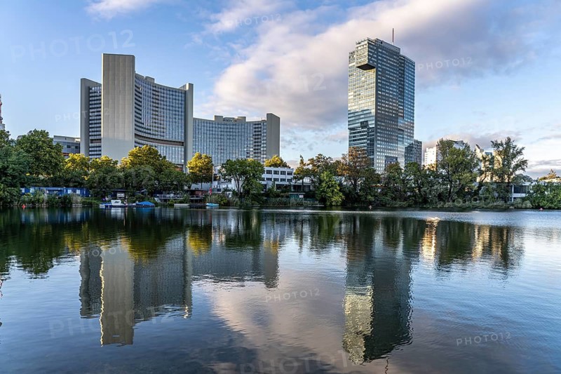 Kaiserwasser, UNO-City and IZD Tower in Vienna, Austria