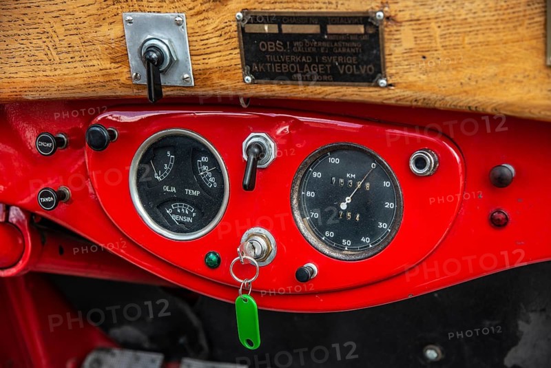 The dashboard of a 1940 Volvo truck serving as a vintage fire truck in Ystad, Skåne County, Sweden, Scandinavia