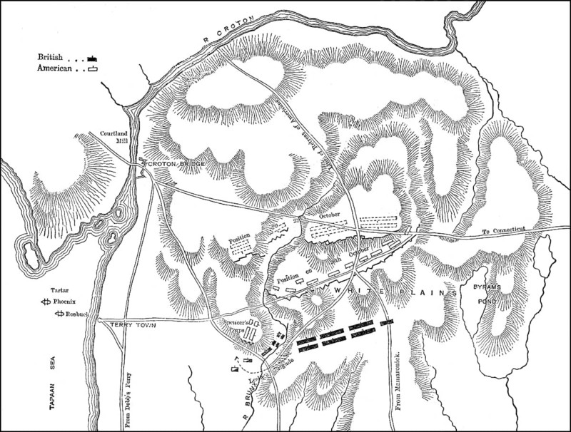 Plan of the Battle of White Plains, New York and New Jersey campaign on October 28, 1776, American Revolutionary War