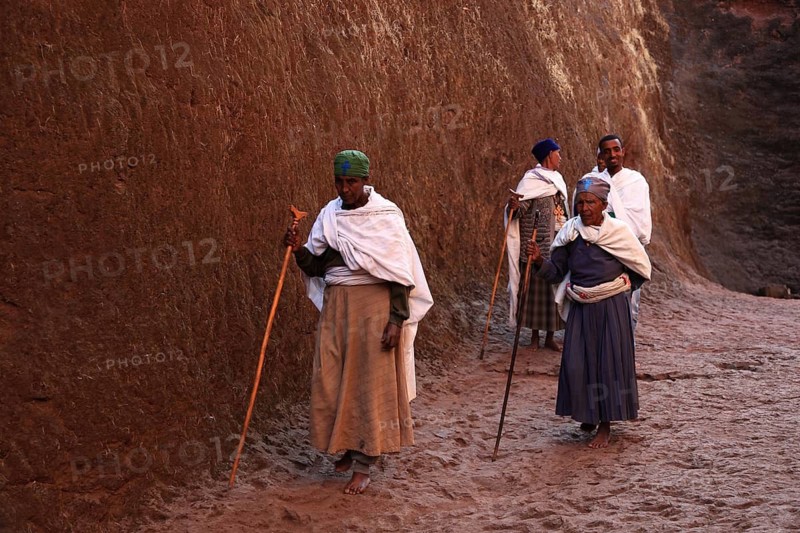 Lalibela, pilgrims at the World Reader's Church, Bete Medhane Alem, House of the World Reader, Ethiopia