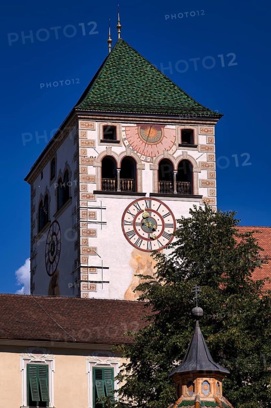 Tower of the collegiate church, Augustinian canons' monastery, Neustift monastery, also monastery, Vahrn near Brixen, Bressanone, South Tyrol, Italy
