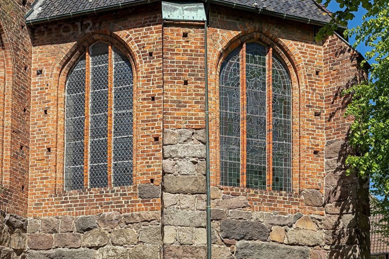 Detail, window, St Nikolai Church, Burg auf Fehmarn, Schleswig-Holstein, Germany