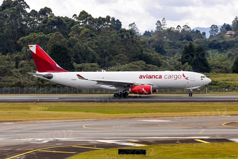 An Avianca Cargo Airbus A330-200F aircraft with license plate N335QT at Rionegro Airport in Medellin, Colombia