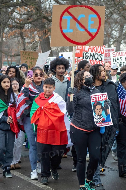 Detroit, Michigan USA - 4 March 2025 - A rally in the Mexican-American community in southwest Detroit asks ICE to leave the immigrant community alone