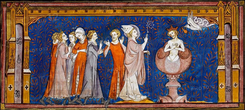 Baptism of Clovis by Saint Remigius, cathedral of Reims, 496, Clovis, Chlodovechus, Chlodwig I., Chlodowech, 466-511, King of the Franks of the Merovingian dynasty