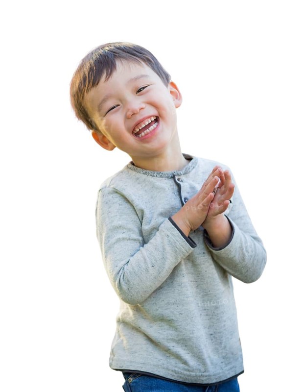 Happy chinese boy isolated on a white background