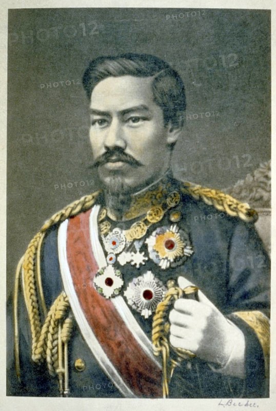 Mutsuhito, Emperor Meiji (1852-1912), 122nd Emperor of Japan from 1867. During his reign, Japan underwent major political, social and industrial changes and became a world power. Portrait in military uniform