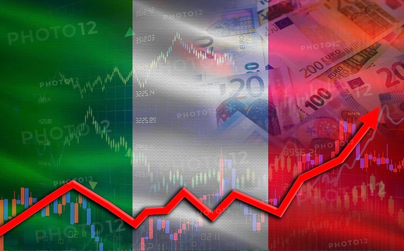 Italia economic growth on financial graph. Italia financial growth on market graph