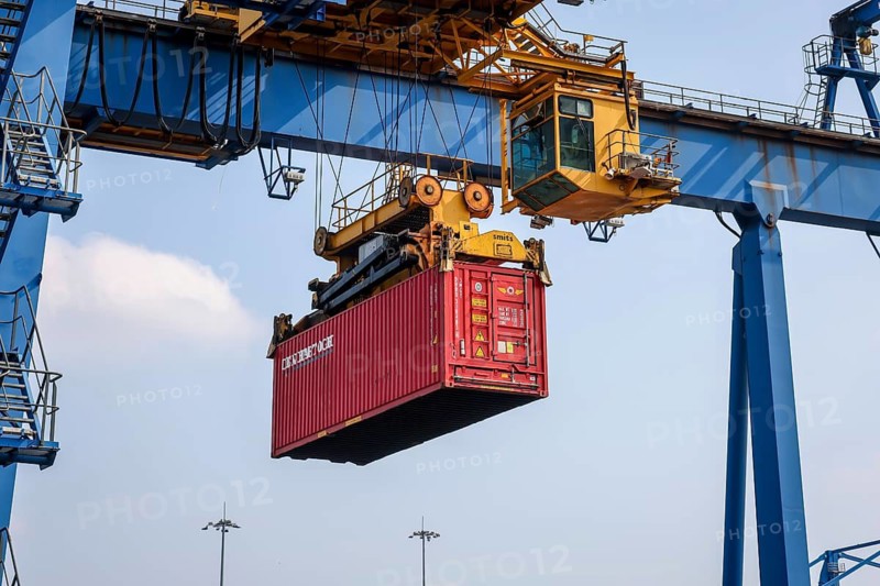 Duisburg, Ruhr area, North Rhine-Westphalia, Germany, containers in the Port of Duisburg, the new Silk Road connects the European inland port of Duisburg with Chinese metropolises, the goods trains need 16 days for the direct connection