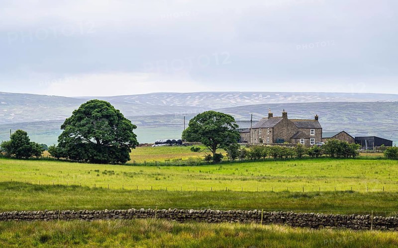 Farms over North Pennines, Cumbria, Durham, Northumberland, North Yorkshire, England, United Kingdom