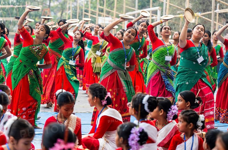 Youths participates in a Bihu dance workshop ahead of Rongali Bihu Festival, in Guwahati, India on 6 April 2025