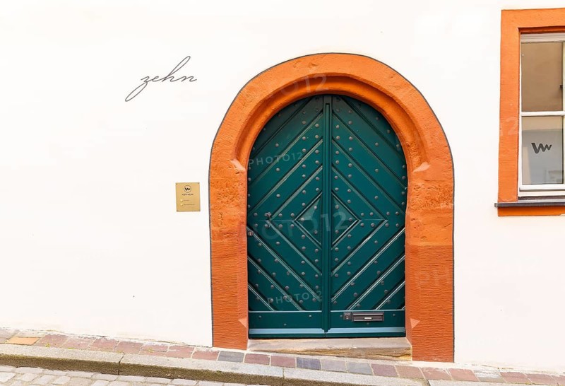 Portal of a historic building in the ice pit in the mountain town of Bamberg, Bavaria, Germany