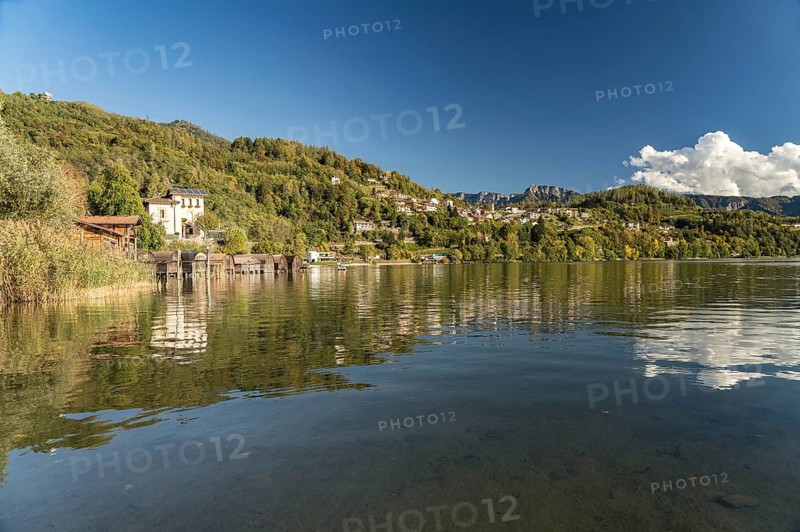 Lake Caldonazzo in Valsugana near San Cristoforo, Trentino, Italy