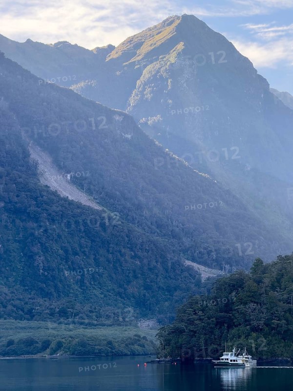 Ship in Doubtful Sound, South Island, New Zealand, Oceania