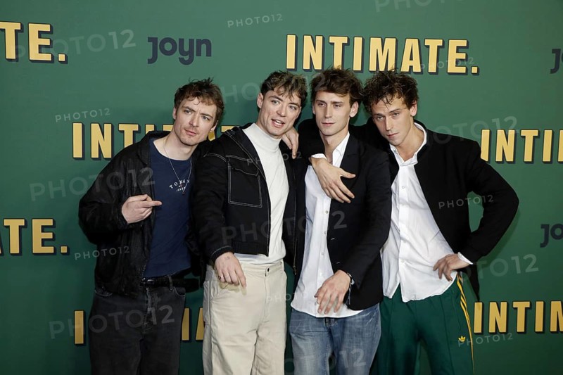 Heiko Lochmann, Roman Lochmann, Emil Belton and Oskar Belton at the premiere of season 2 of the JOYN series Intimate at the Zoo Palast in Berlin on 1 April 2025