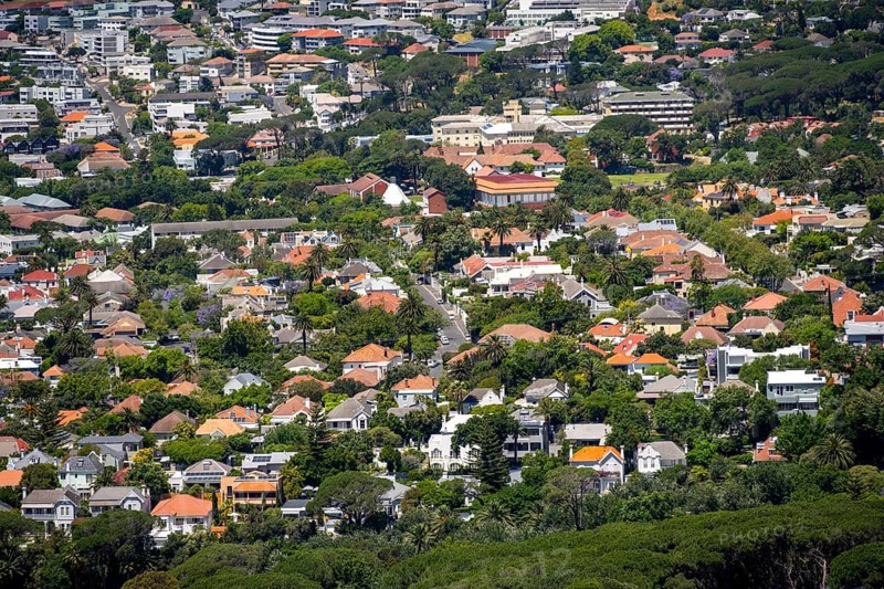 City view of Cape Town Downtown, residential district, South Africa