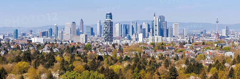 Frankfurt skyline skyscrapers panorama with banks from above in Frankfurt, Germany