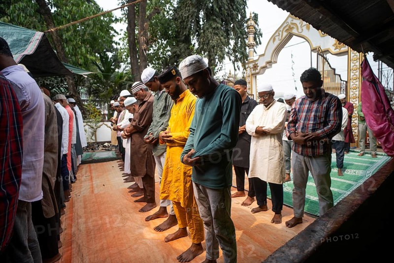 Muslims perform the Friday prayers at a Mosque in the holy month of Ramadan, on 21 March 2025 in Guwahati, India