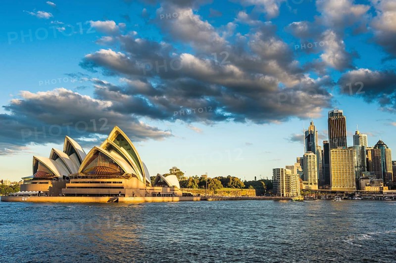 The skyline of Sydney at sunset, New South Wales, Australia