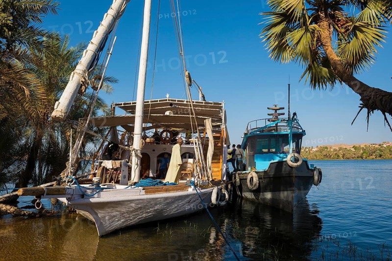Boats on the Nile, near Aswan, Upper Egypt, Egypt
