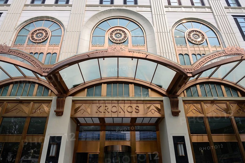 Entrance to the prestigious business offices of the Kronos building in the downtown financial district of Sathorn, Bangkok, Thailand