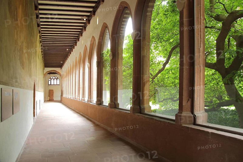 Cloister of the late Gothic Carmelite monastery, archways, city archive, Department of City History, Frankfurt am Main, Hesse, Germany