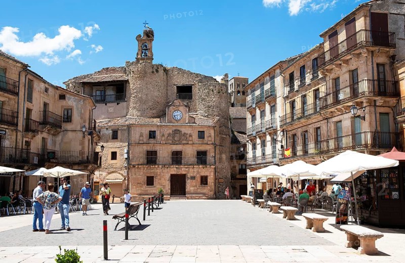 Plaza Mayor in the historic centre of Sepulveda, province of Segovia, Castile and Leon, Spain
