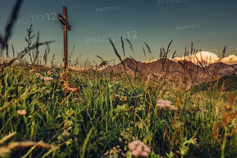 Hiking tour on the Hönig mountain in the Lechtal valley near Berwang in Tyrol, Austria