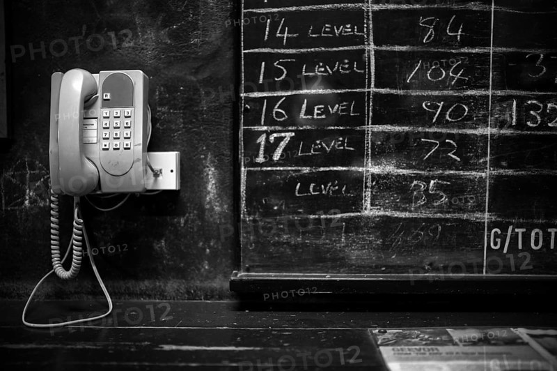 Interior view telephone, mission planning, mine crew, Victoria Shaft, museum, Geevor Tin Mine, tin mine, tin mine, mining, Pendeen, Trewellard near St Just in Penwith, black and white, Cornwall, England, Great Britain, Great Britain