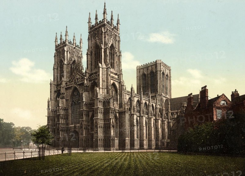 York Minster, Cathedral and Metropolitical Church of Saint Peter in York, is the largest medieval church in England, c. 1890, Historic, digitally restored reproduction from a 19th century original