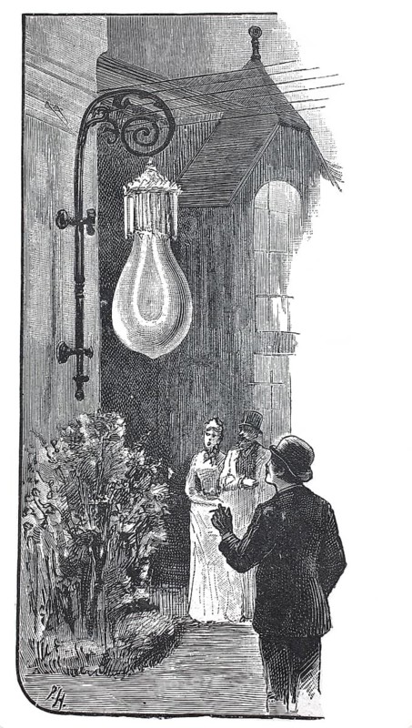 Exhibition on accident prevention in Berlin 1889, incandescent light, incandescent lamp, digital reproduction of an original from the 19th century, historical