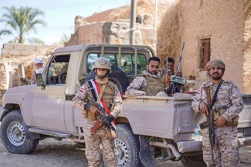 In Seiyun, Yemen on January 04, 2026, soldiers of the Yemeni Armed Forces take full control of the city following the withdrawal of the UAE-backed Southern Transitional Council (STC) forces. The military deployment comes after a series of strikes by the Royal Saudi Air Force against STC positions, marking a significant shift in the conflict within the Hadramaut region, Hadhramaut, Seiyun, Yemen