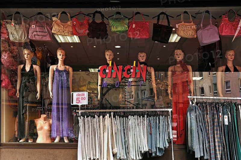 Showcase of a Turkish fashion store, Bavaria, Germany