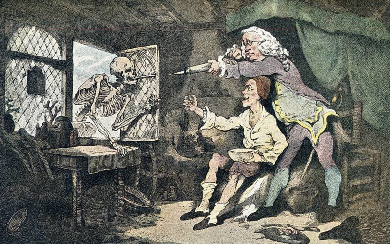 Symbolic leaflet to death and medical treatment, 16th century