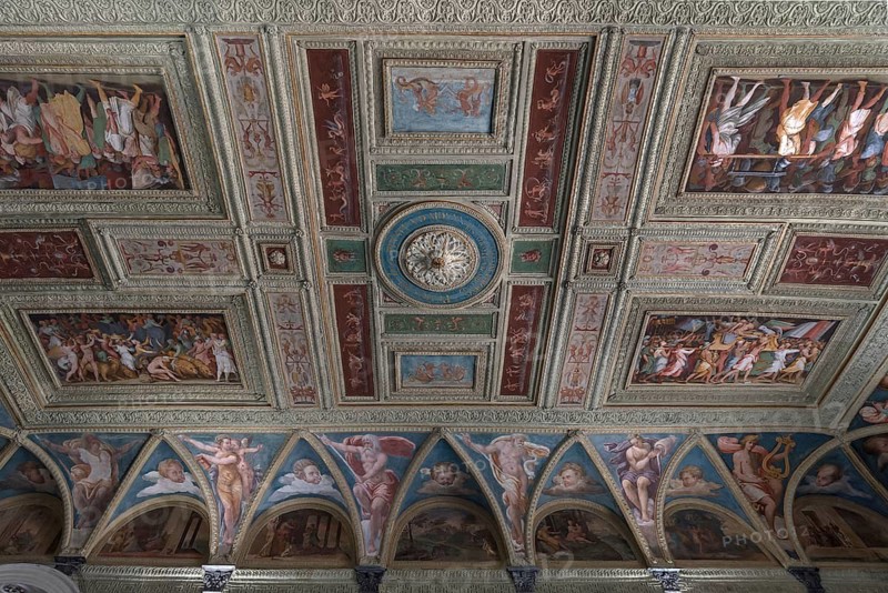 Ceiling fresco in the Villa del Principe, Palazzo di Andrea Doria, Piazza dei Principe, Genoa. Italy