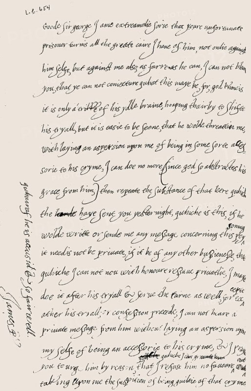 Handwritten letter by James VI and I, James Charles Stuart, 1566 – 1625, King of England, Scotland and Ireland, digitally edited